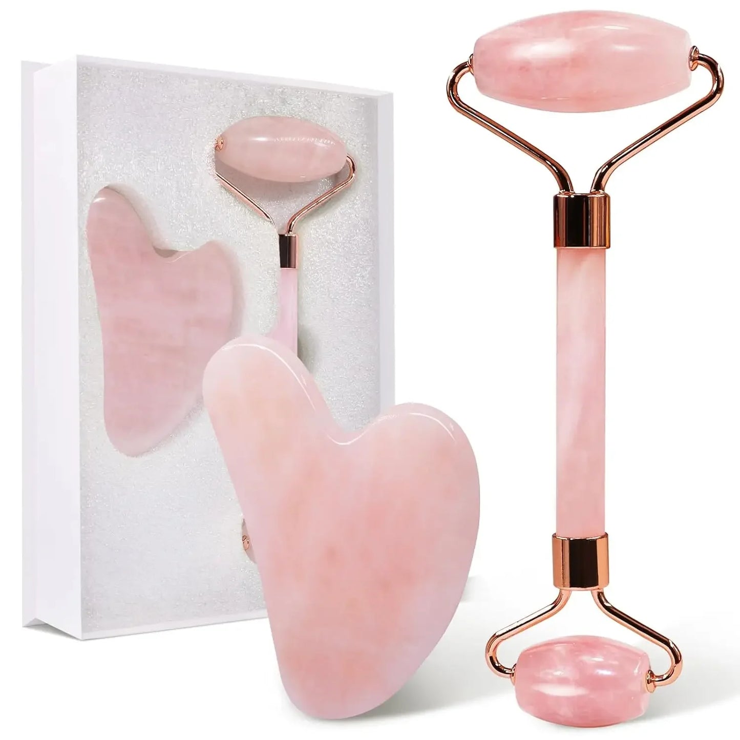 Rouleau de Jade naturel,Quartz Rose, pierre de Jade