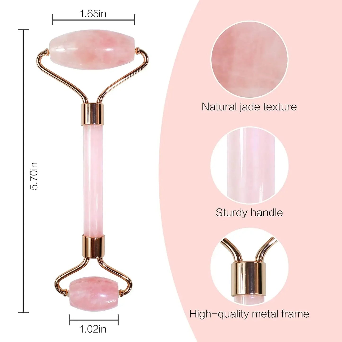 Rouleau de Jade naturel,Quartz Rose, pierre de Jade